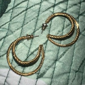 Vintage Gold Spiral Hoop Earrings